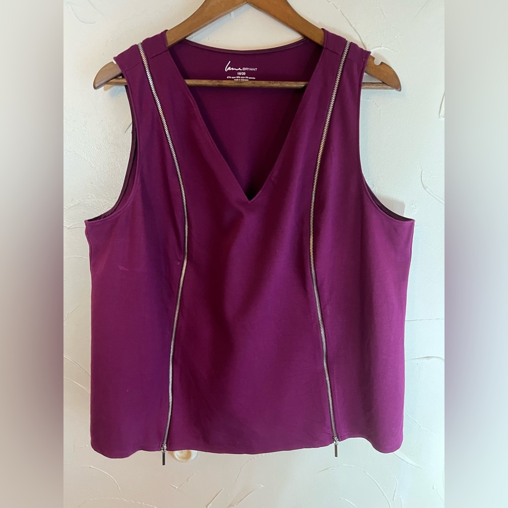 Lane Bryant Double Zipper Sleeveless Casual Tank Top Plus Size- 18/20
